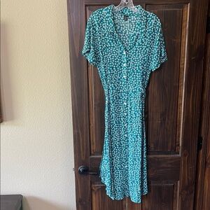 SHEIN Teal Floral Wrap Dress for Women
